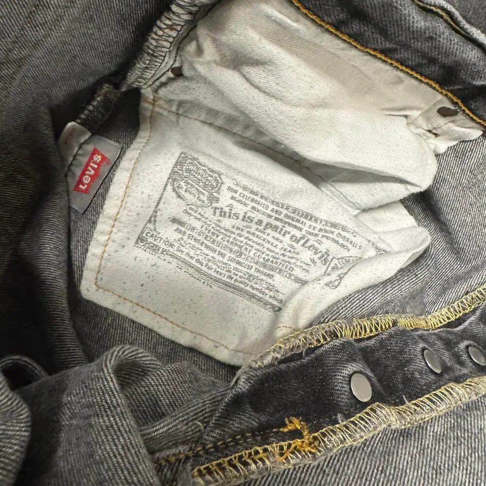 Levi's 501 Jeans Mens 44x34 (42x31) ACTUAL Black Denim Faded Button‎ Fly Vintage